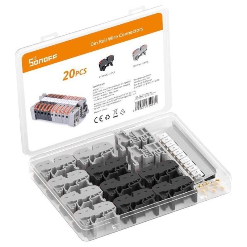Sonoff 211 Grey - Connector Cables Carril Din Pack 20 Units
