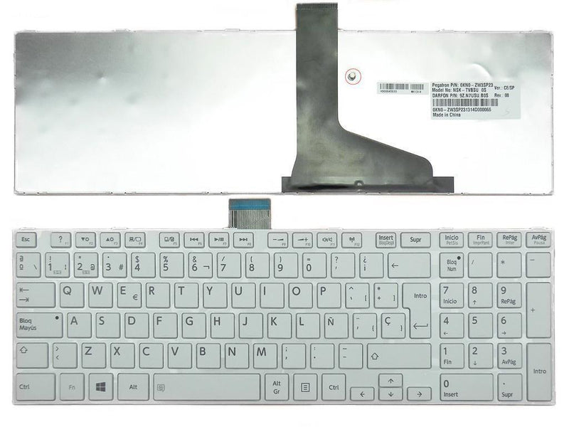 Keyboard Laptop Toshiba L850 White Frame