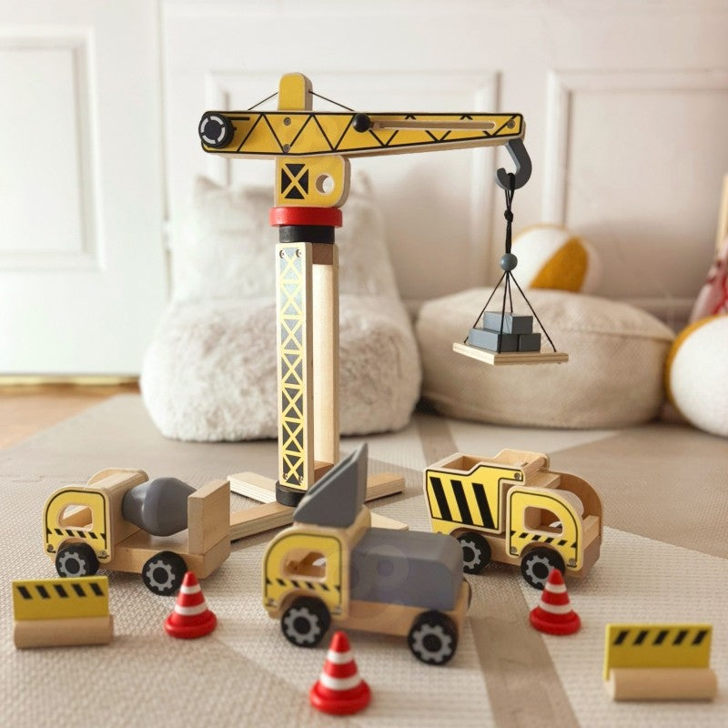 Wooden Construction Site With Vehicles